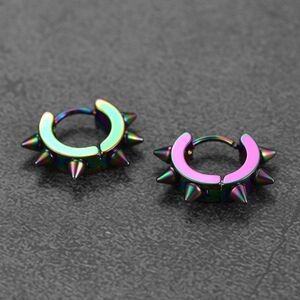 Rainbow Spike Hoop Earrings